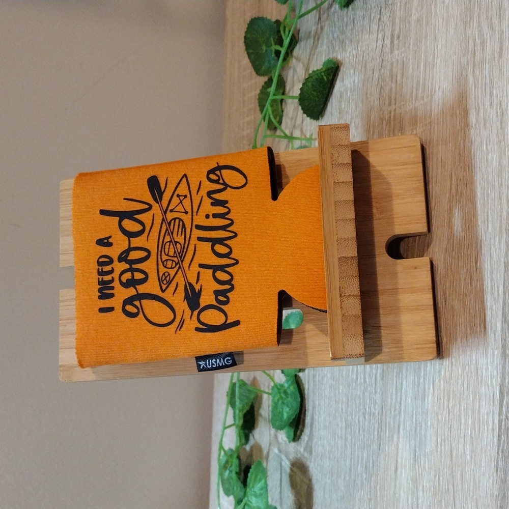 Handmade Orange Humorous Kayaking Koozie